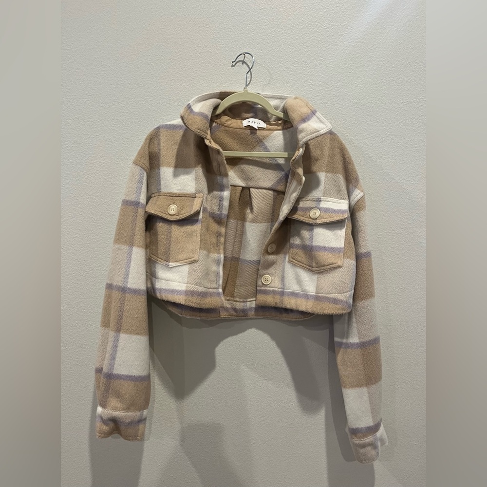 Plaid Jacket in Tan and Cream